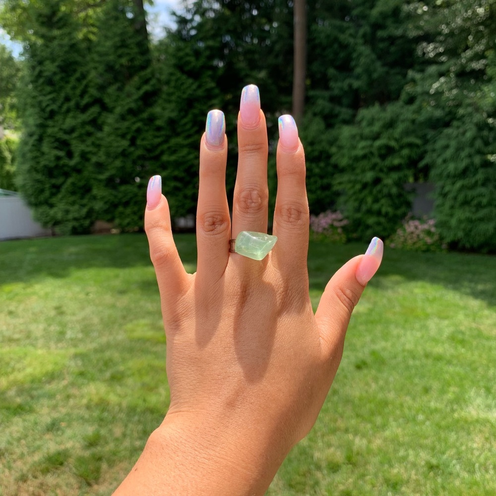 Tumbled Green Jasper Stone Adjustable Ring